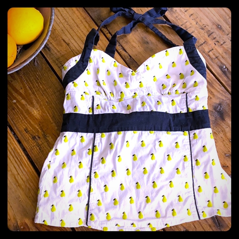 Anthropologie Retro style Embroidered Pear Halter